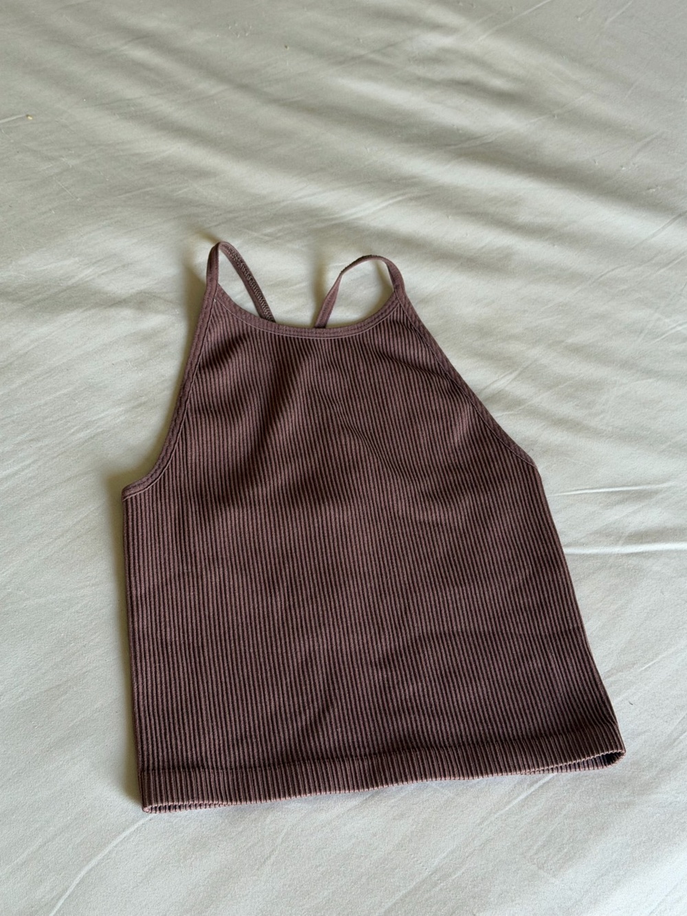 Aritzia Sunday Best Ribbed Halter Tank Top Brown XS